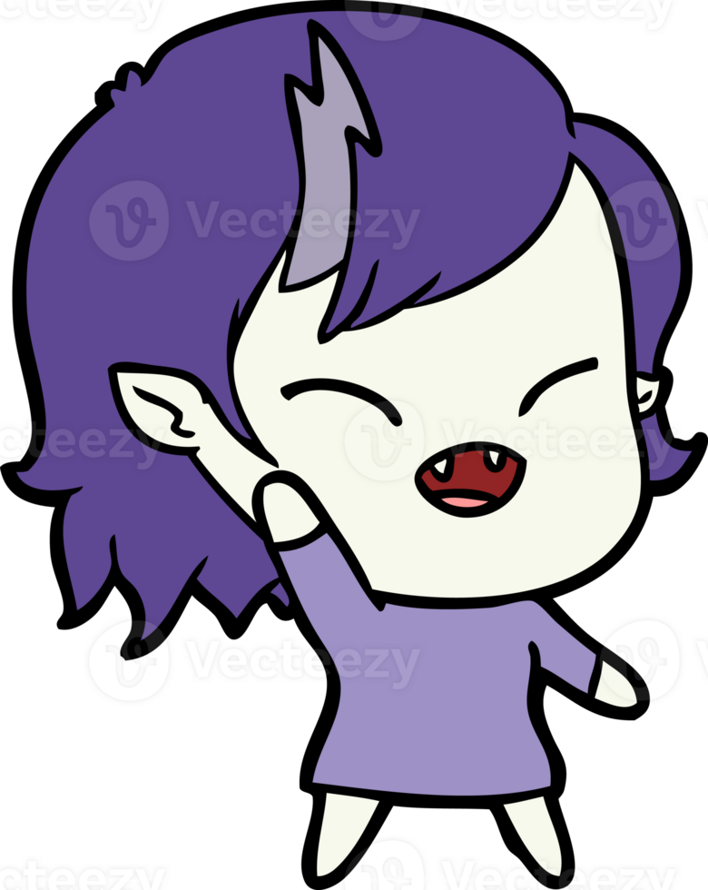 cartoon laughing vampire girl waving png