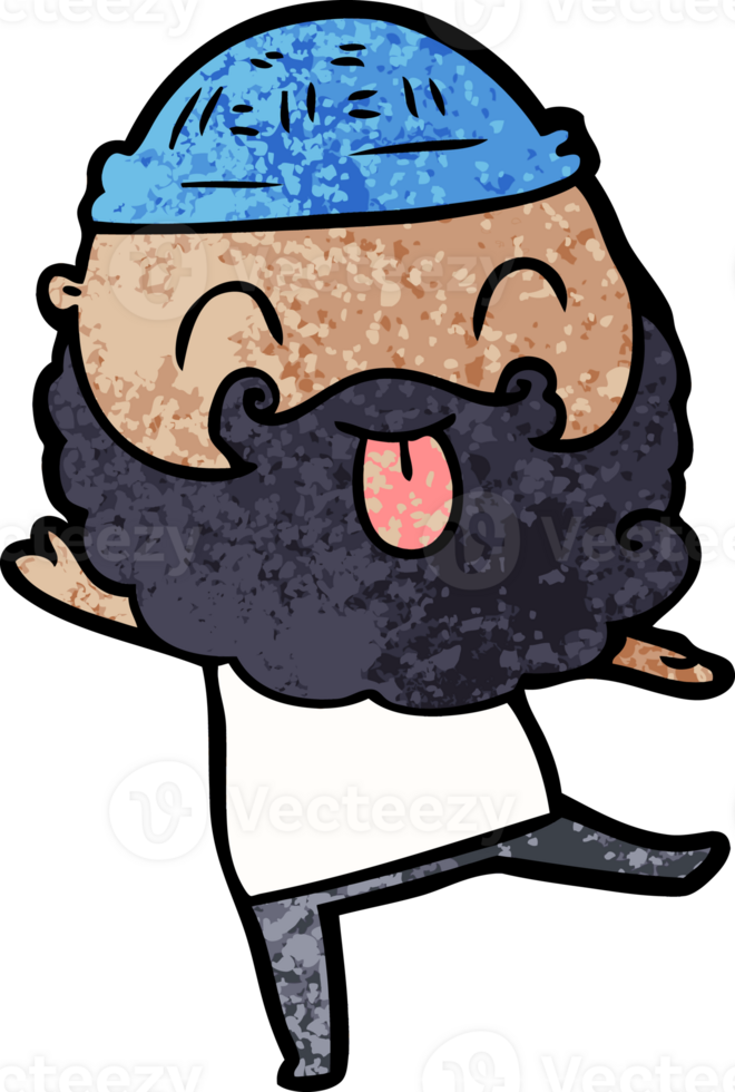 dancing man with beard sticking out tongue png