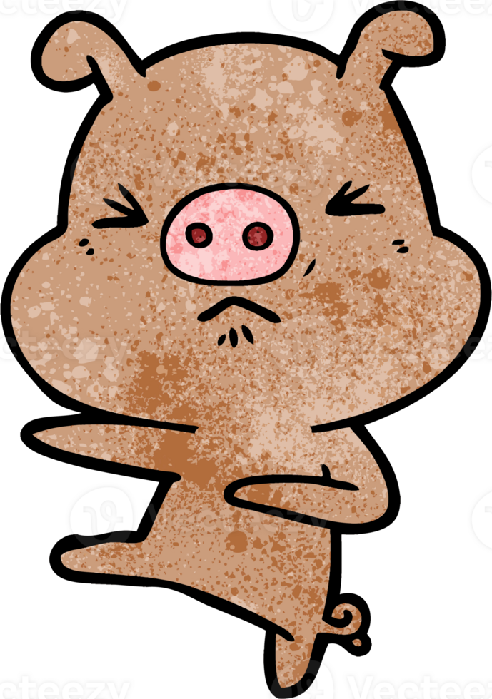 dessin animé cochon en colère donnant un coup de pied png