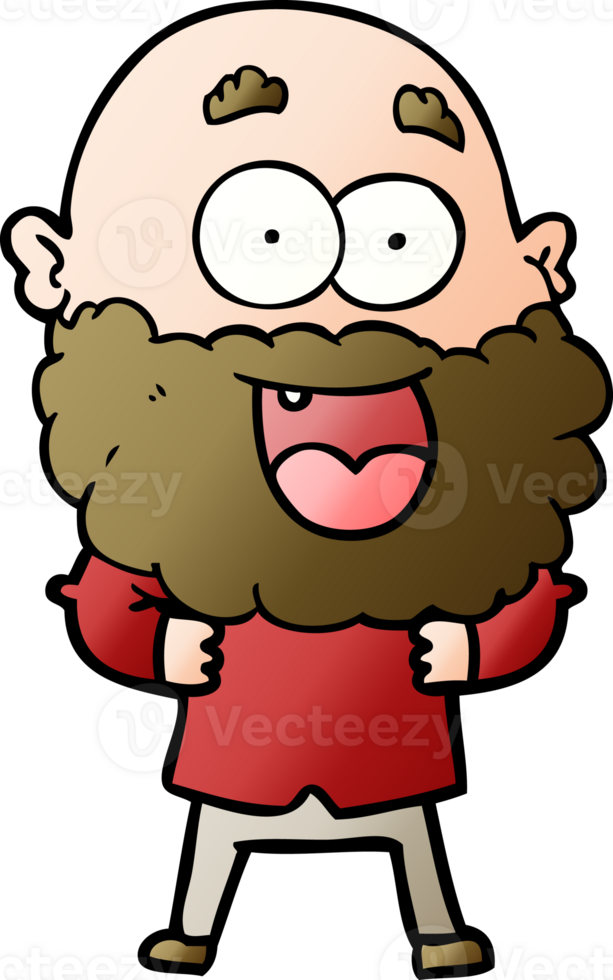 cartone animato pazzo contento uomo con barba png