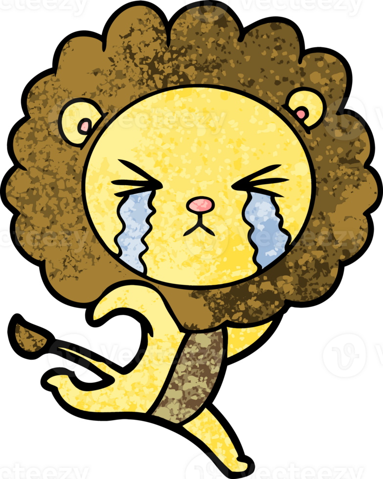 cartoon crying lion running away png