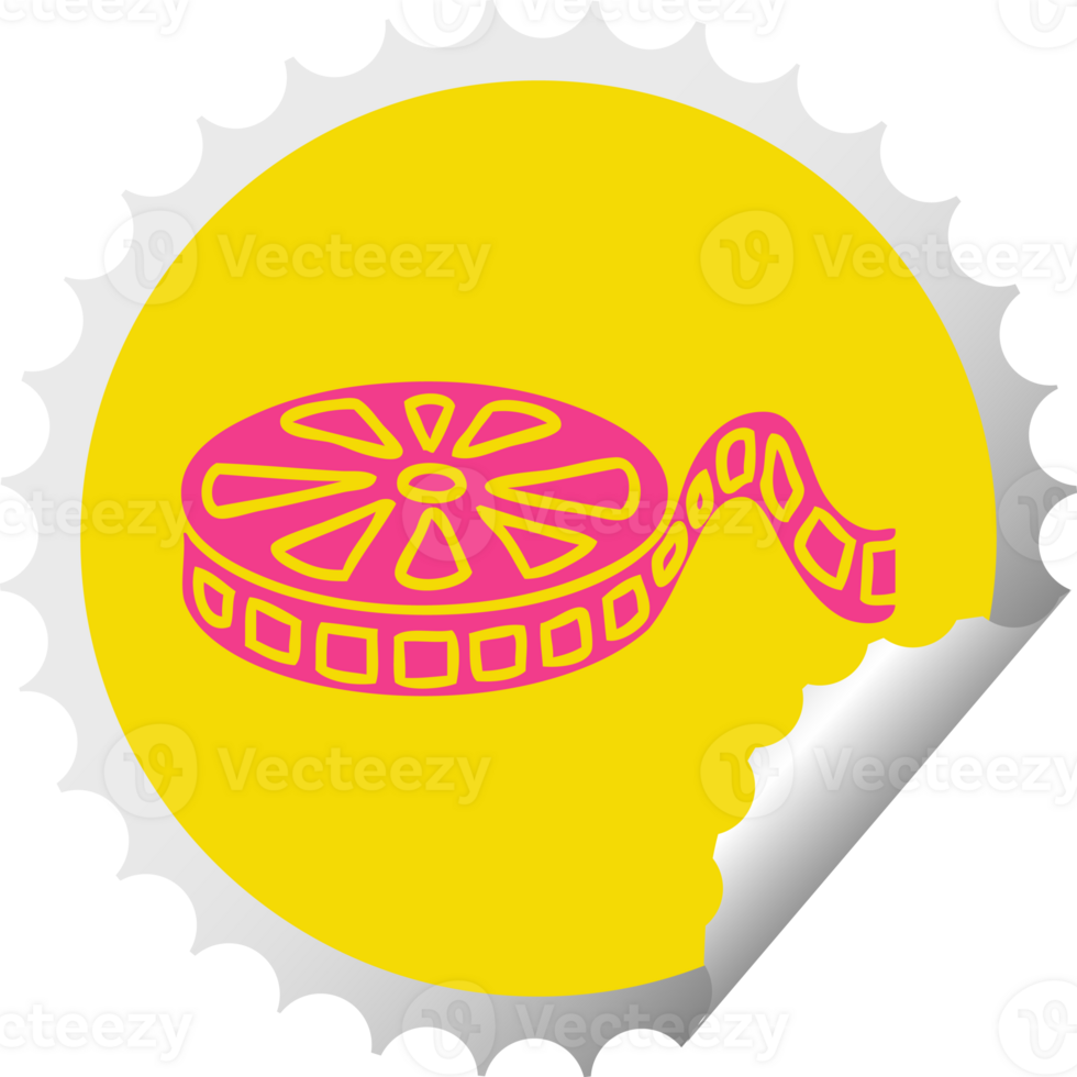 circular peeling sticker cartoon of a film reel png