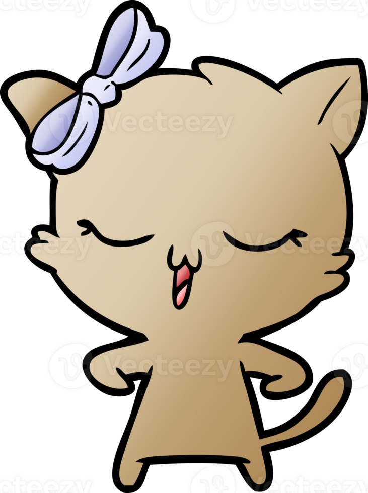 cartoon cat with bow on head png
