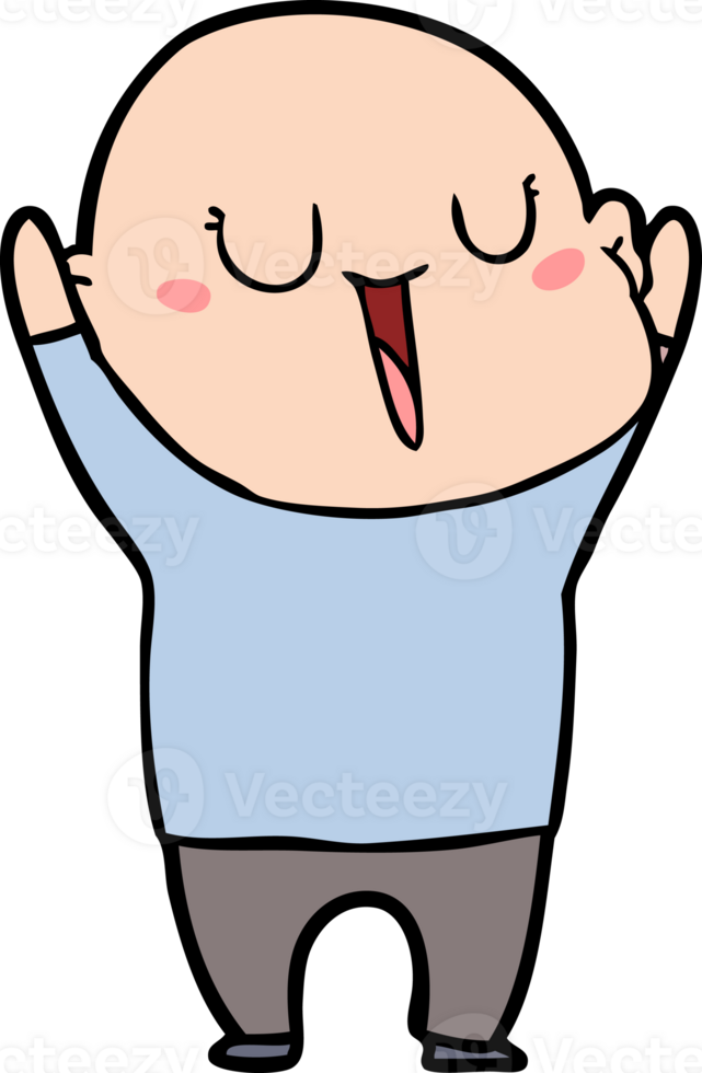 happy cartoon bald man png