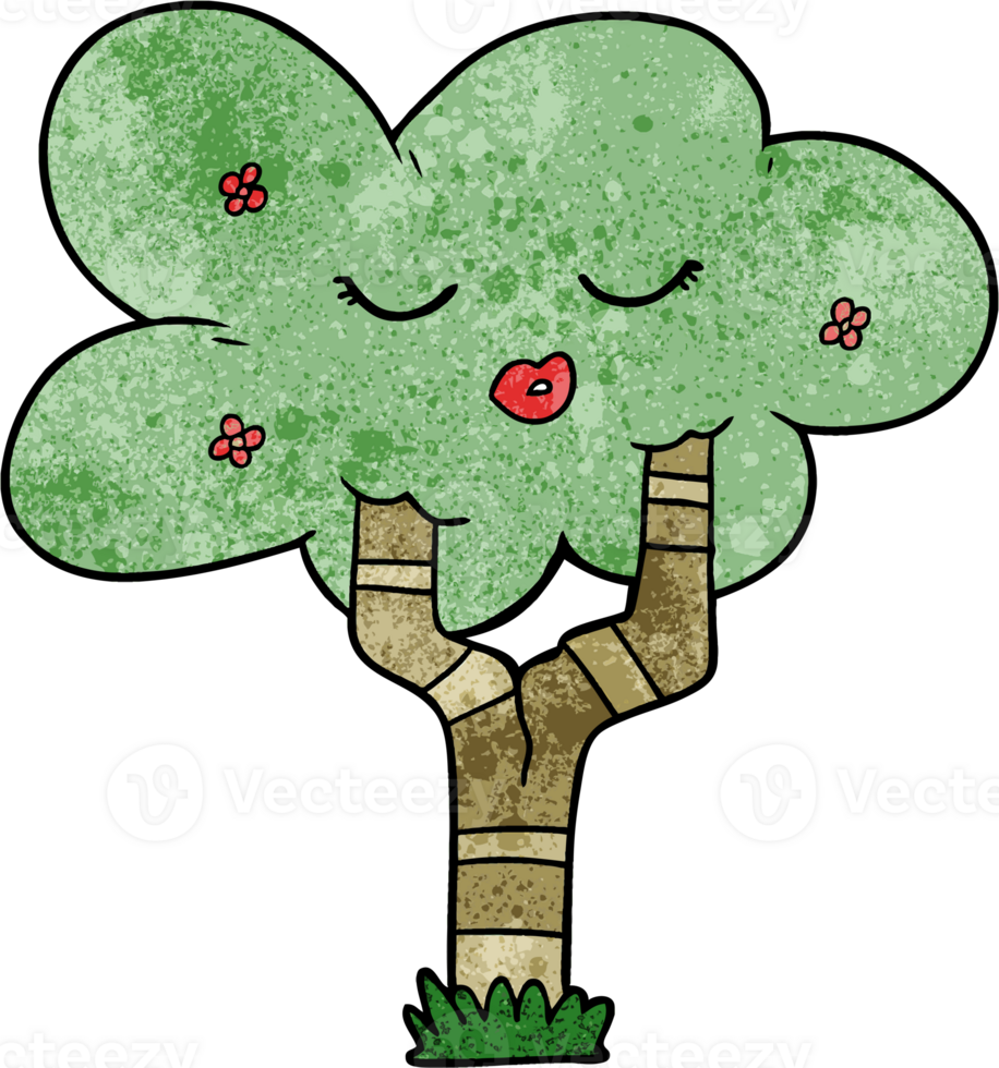 arbre de dessin animé avec visage png