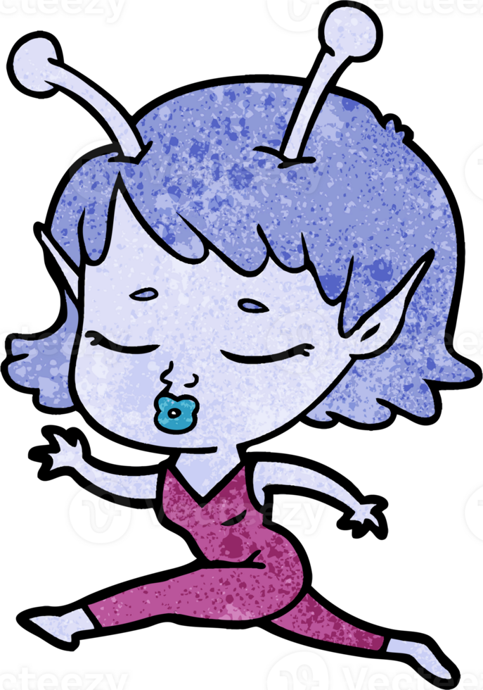 Linda chica alienígena de dibujos animados png