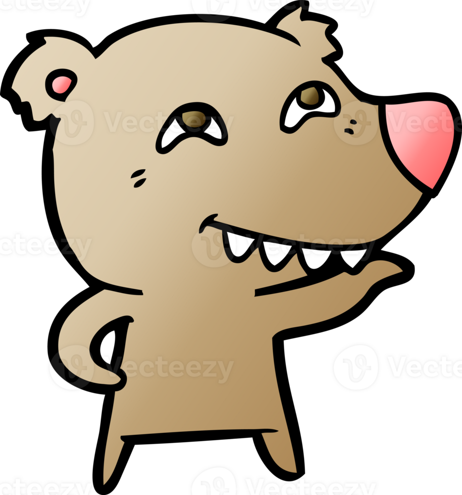 urso de desenho animado mostrando os dentes png