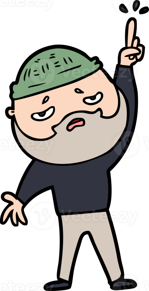 cartoon worried man with beard png