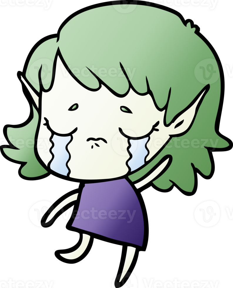 cartoon crying elf girl png