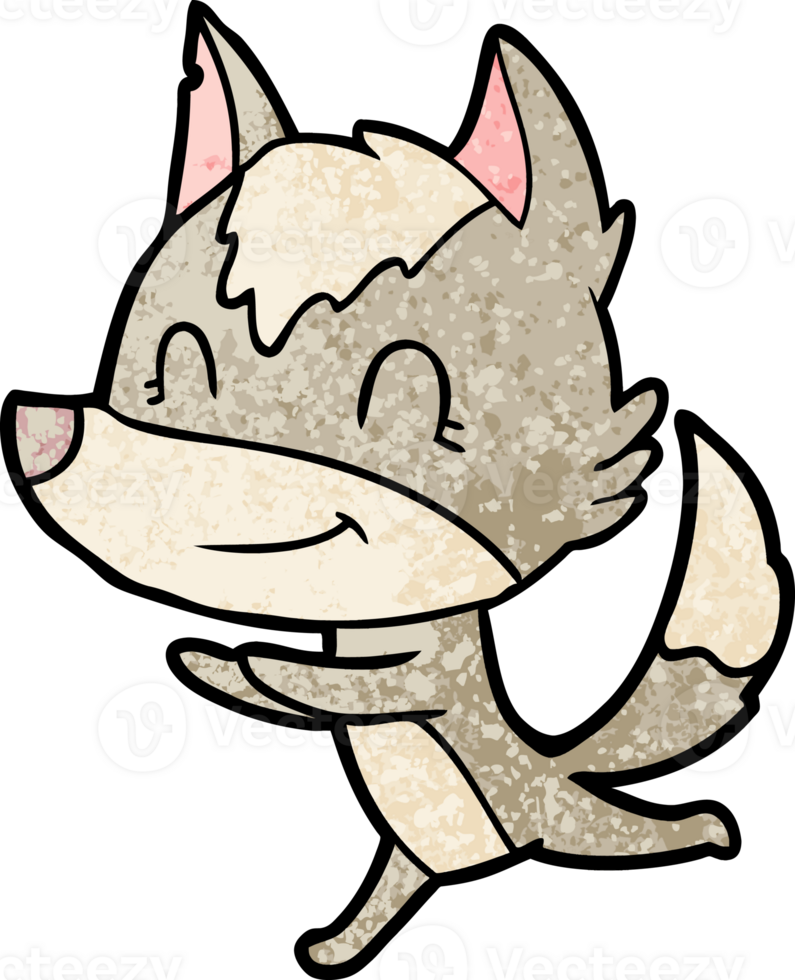 friendly cartoon wolf running png