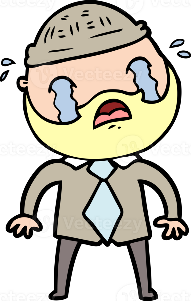 cartoon bearded man crying png