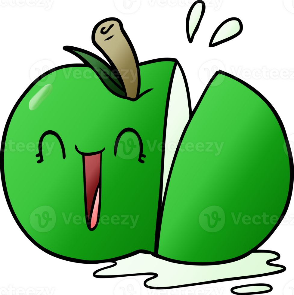 happy cartoon sliced apple png