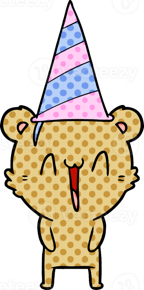 contento orso nel festa cappello cartone animato png