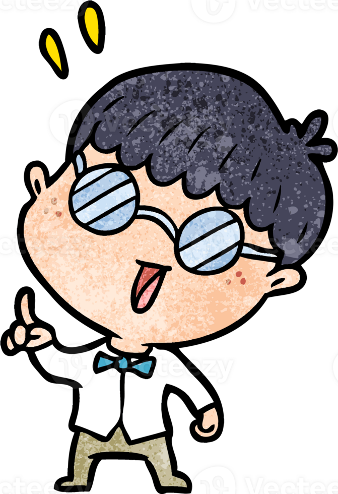 cartoon clever boy with idea png