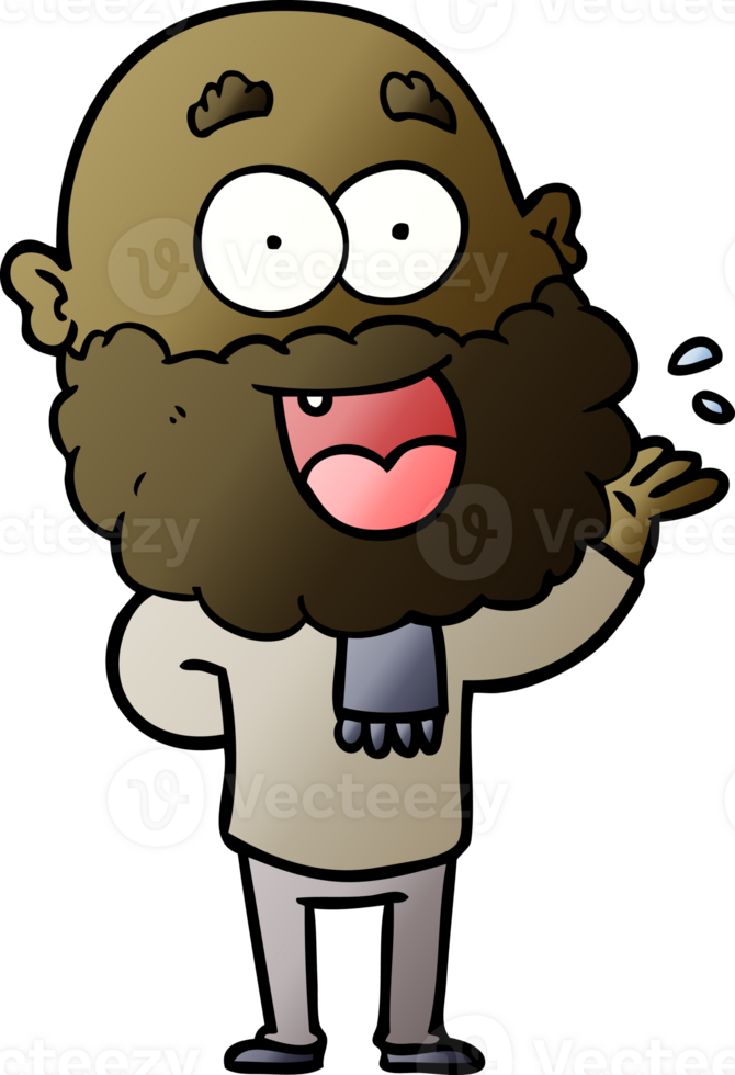 cartoon crazy happy man with beard amazed png