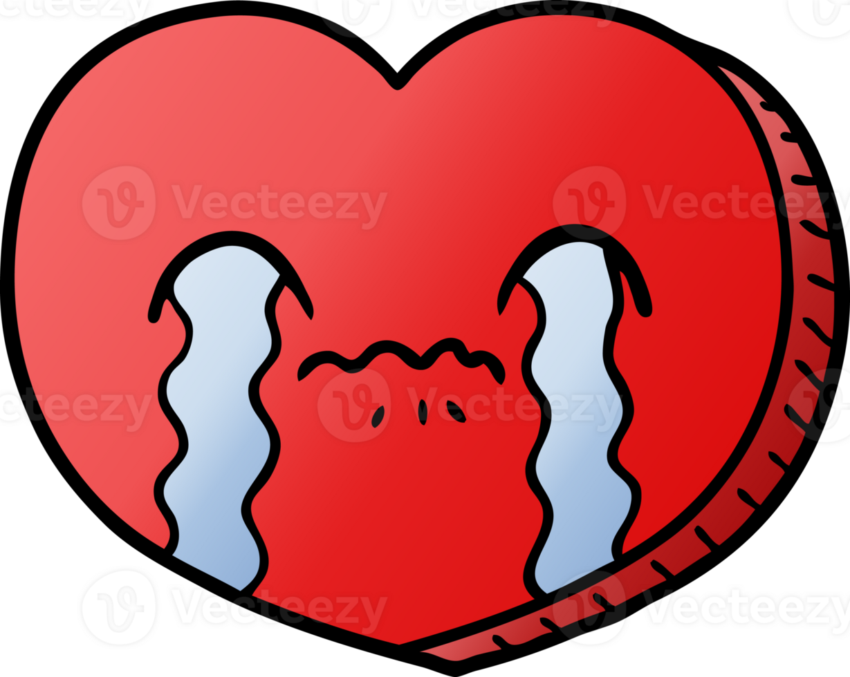 cartoon crying love heart png