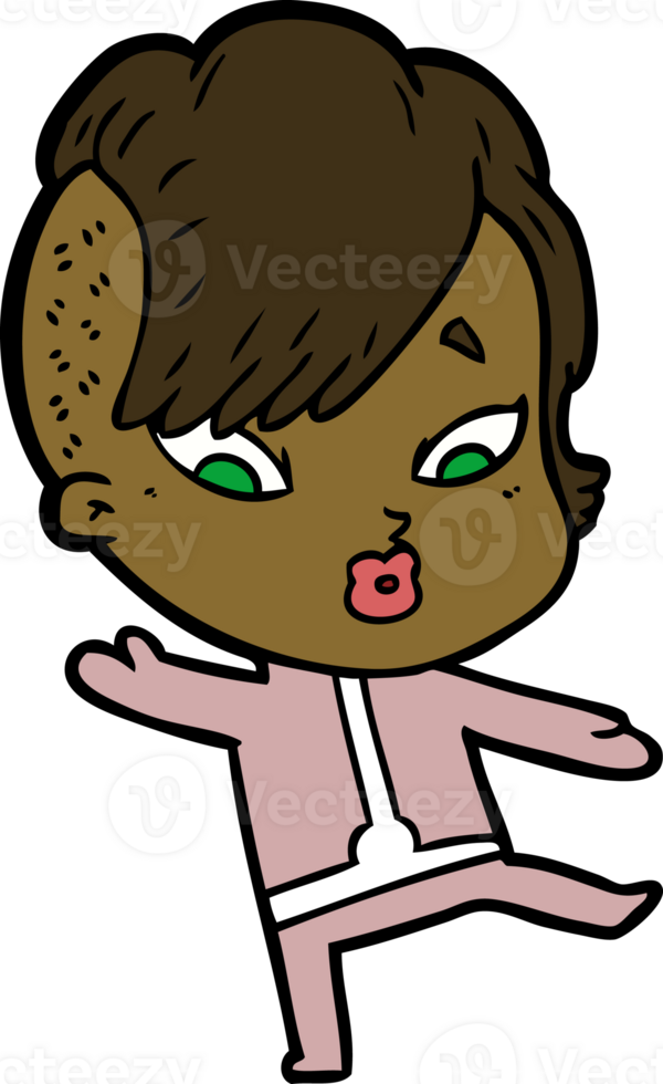 cartoon surprised girl in science fiction clothes png