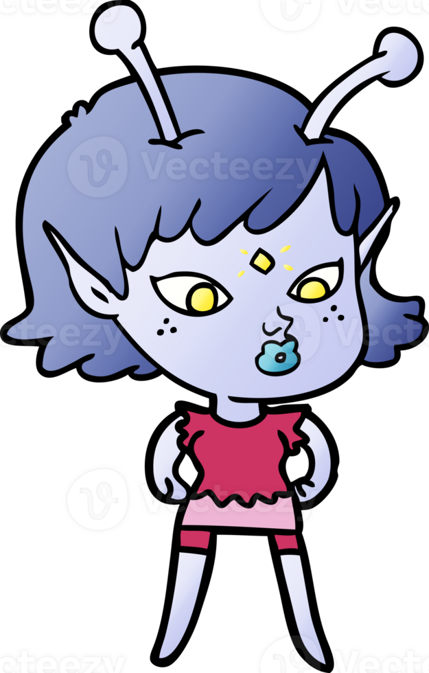 pretty cartoon alien girl png