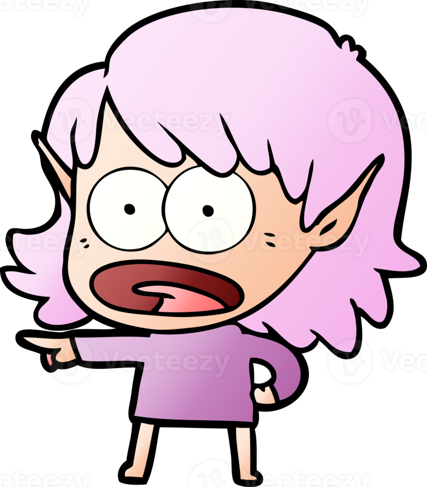 cartoon shocked elf girl png