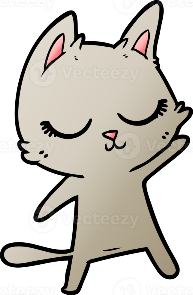 chat de dessin animé calme agitant png