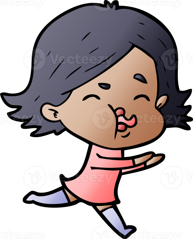 cartoon girl pulling face png