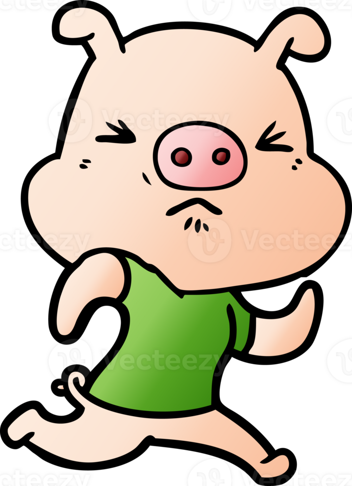 cartoon angry pig wearing tee shirt png