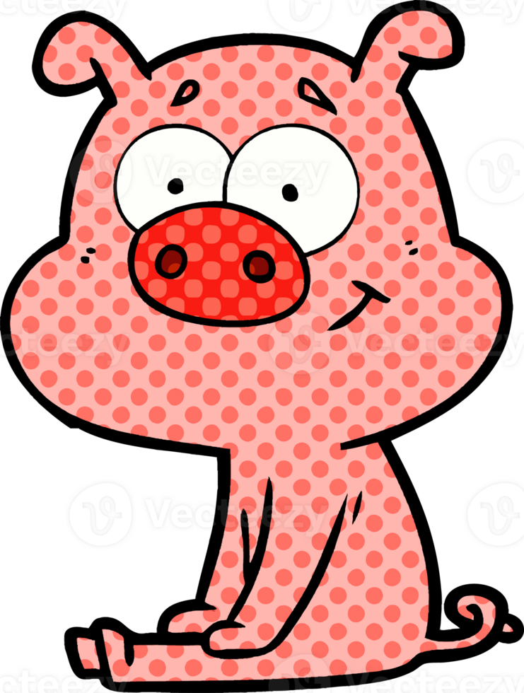 happy cartoon pig sitting png