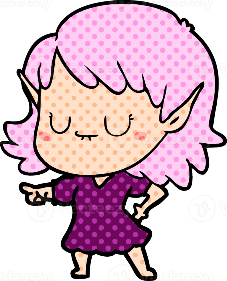 happy cartoon elf girl wearing dress png