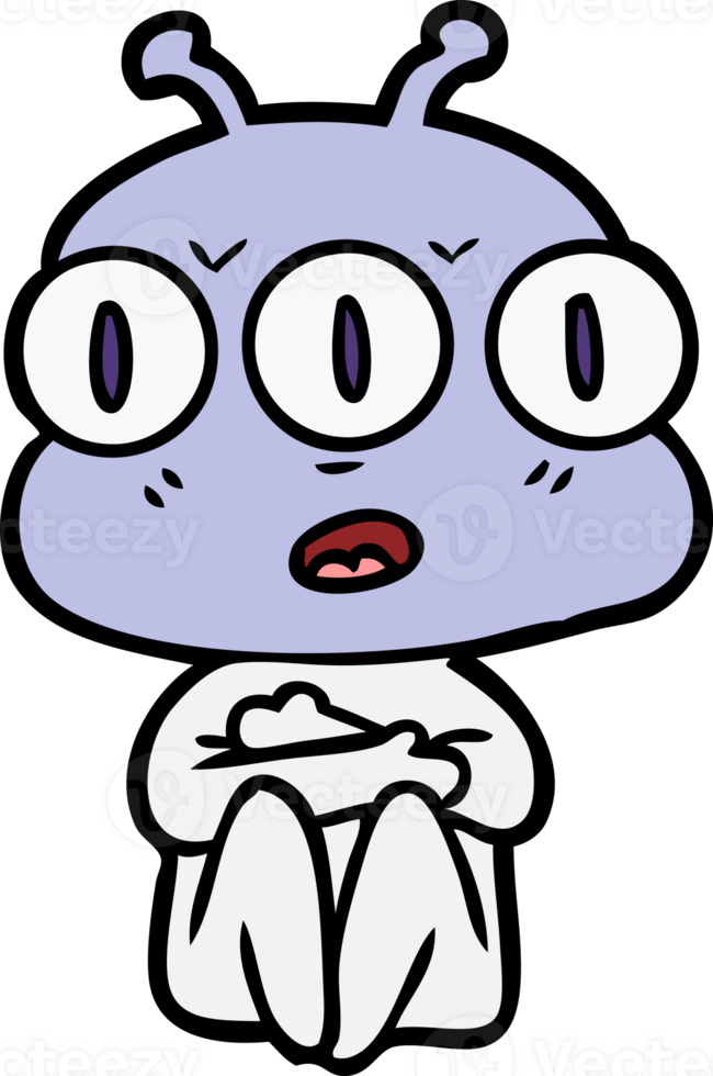 extraterrestre de tres ojos de dibujos animados png