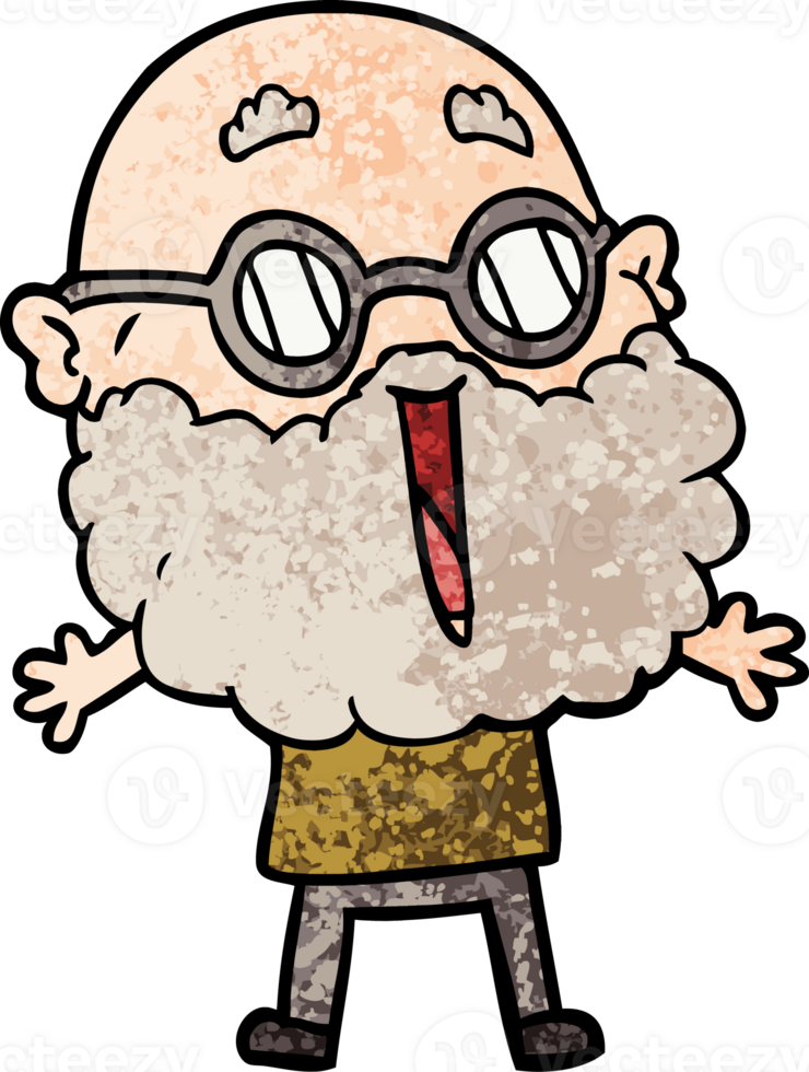 cartoon joyful man with beard png