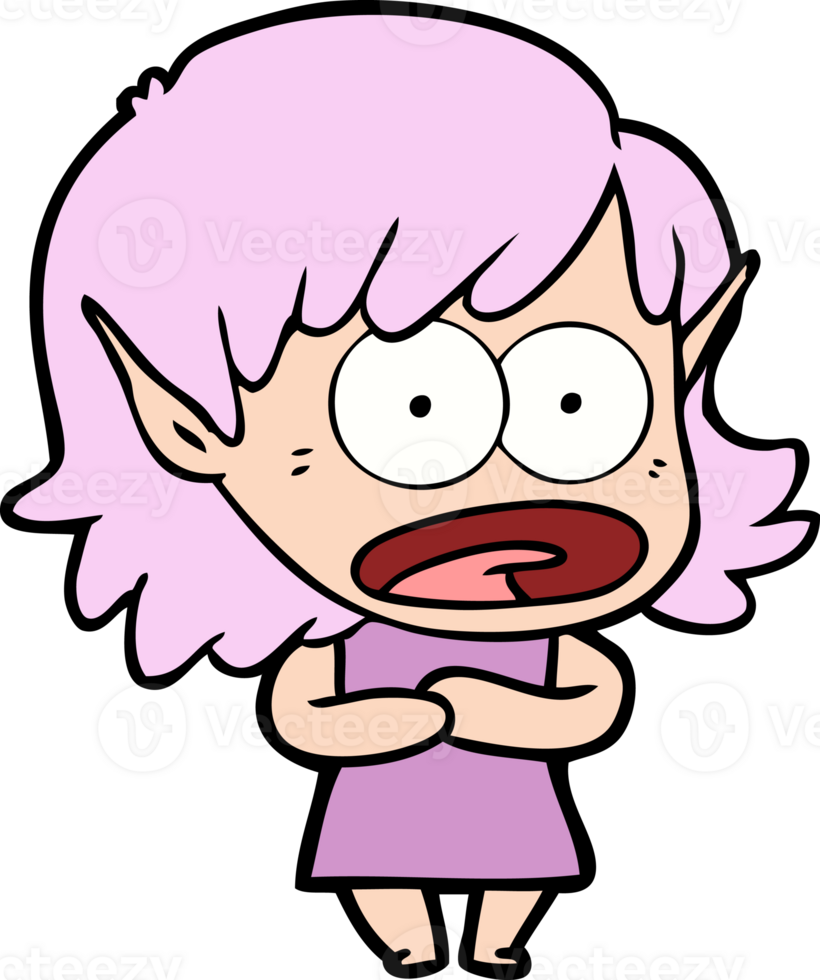 cartoon shocked elf girl png