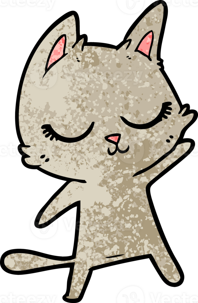 calma cartone animato gatto agitando png