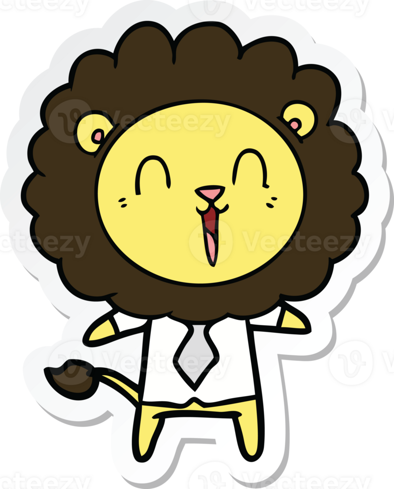 klistermärke av ett skrattande lejon tecknad png