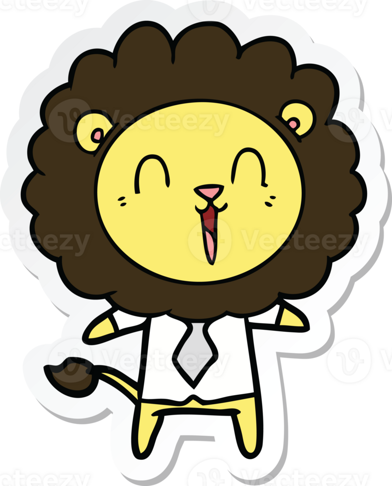 sticker of a laughing lion cartoon png