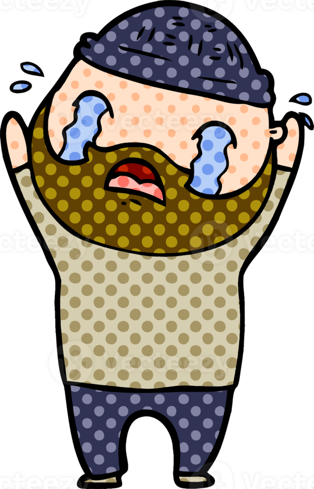 cartoon bearded man crying png