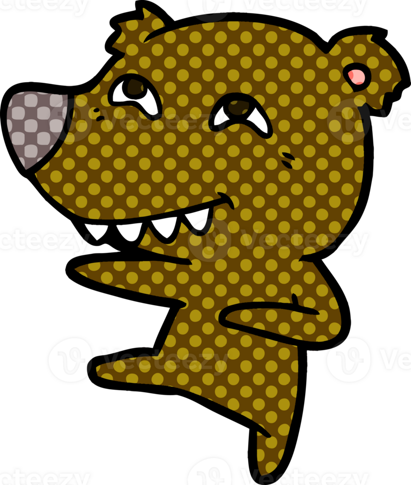 cartoon bear showing teeth while dancing png