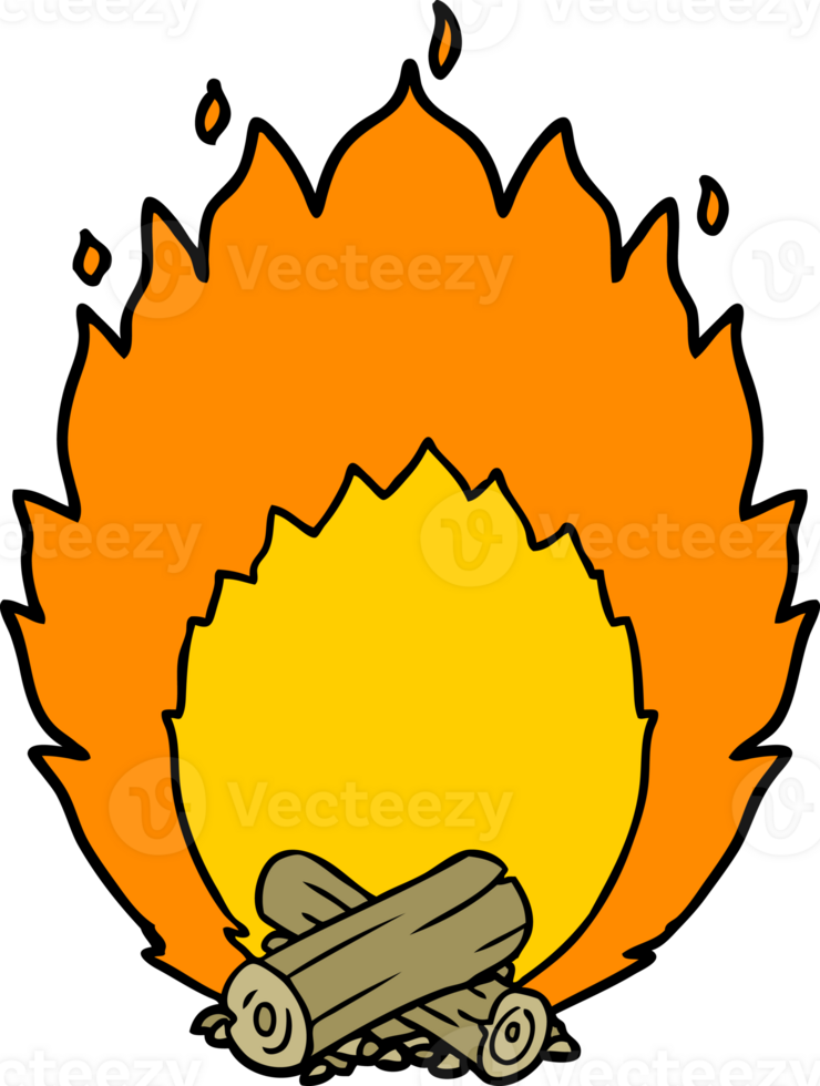 tecknad serie flammande läger brand png