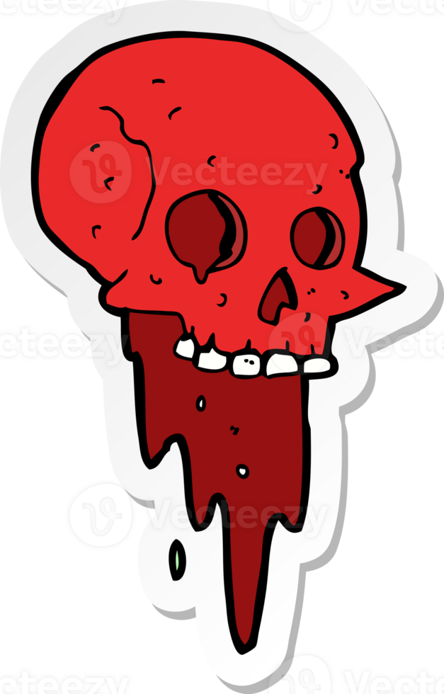 sticker of a gross halloween skull cartoon png