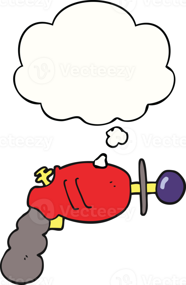 cartoon ray gun with thought bubble png