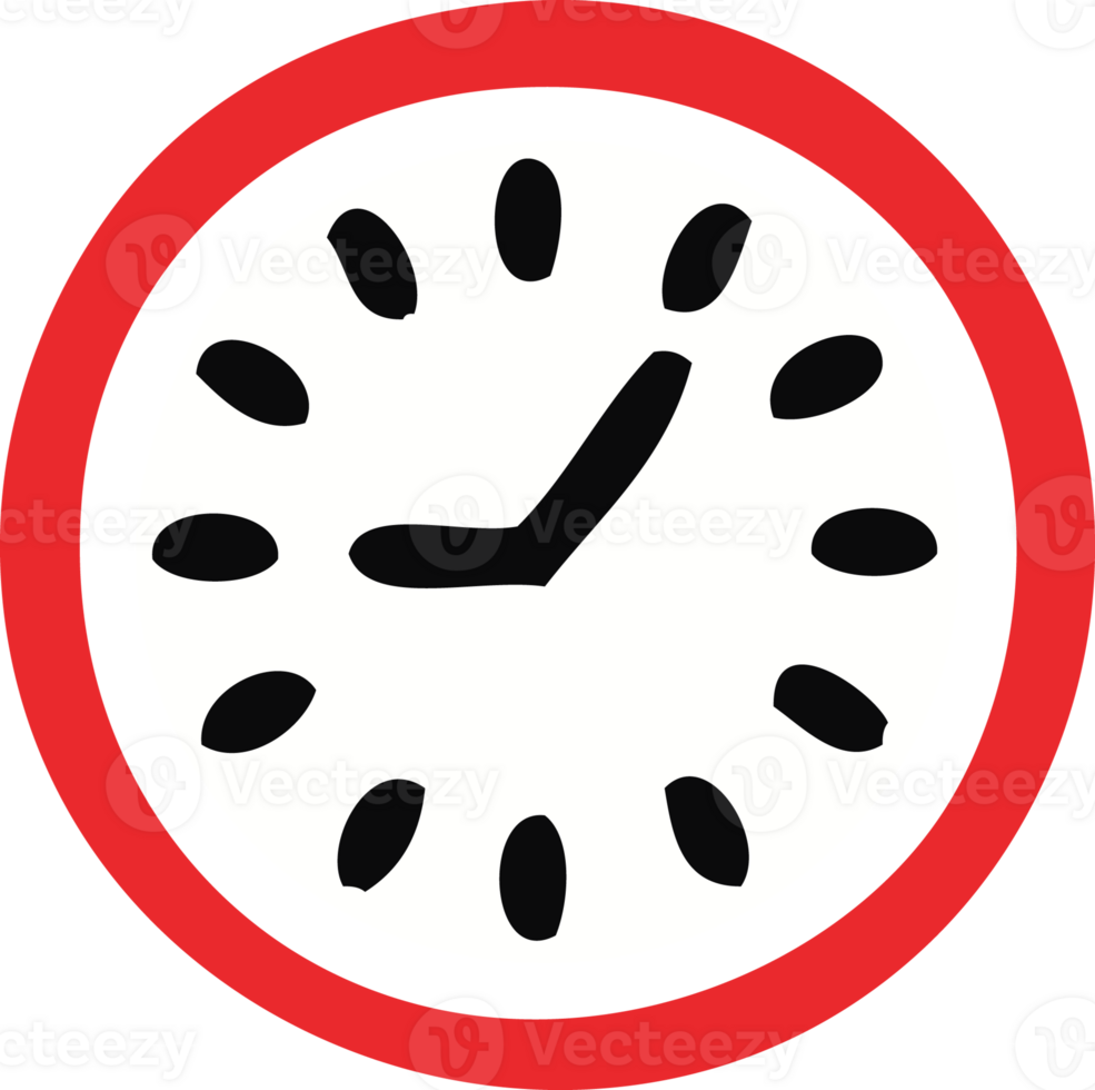 flat color retro cartoon of a wall clock png