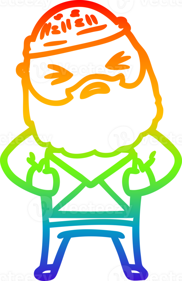 regnbåge lutning linje teckning av en tecknad serie man med skägg png