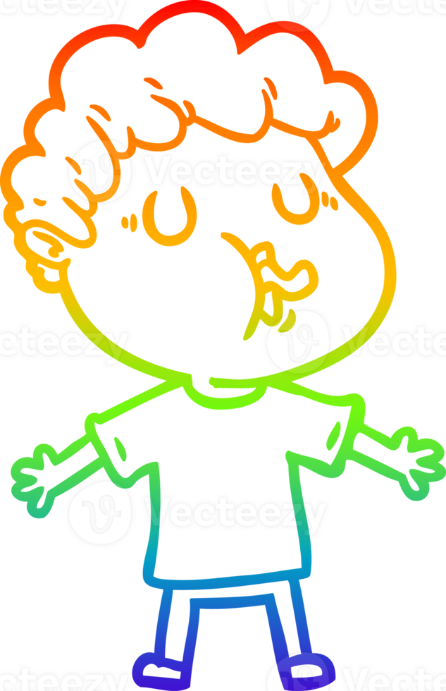 rainbow gradient line drawing of a cartoon man singing png