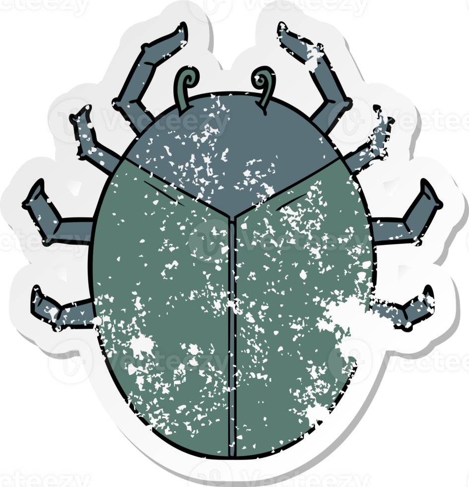 distressed sticker of a giant bug cartoon png