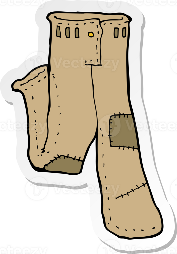 sticker of a cartoon patched old pants png