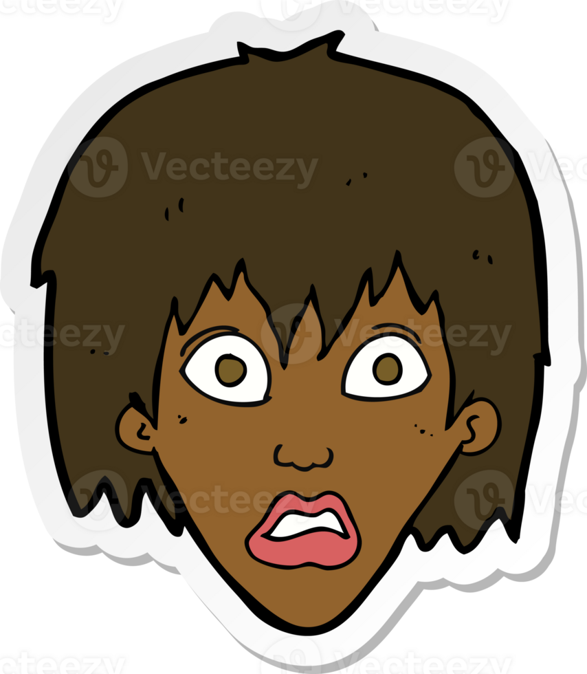 sticker of a cartoon frightened woman png