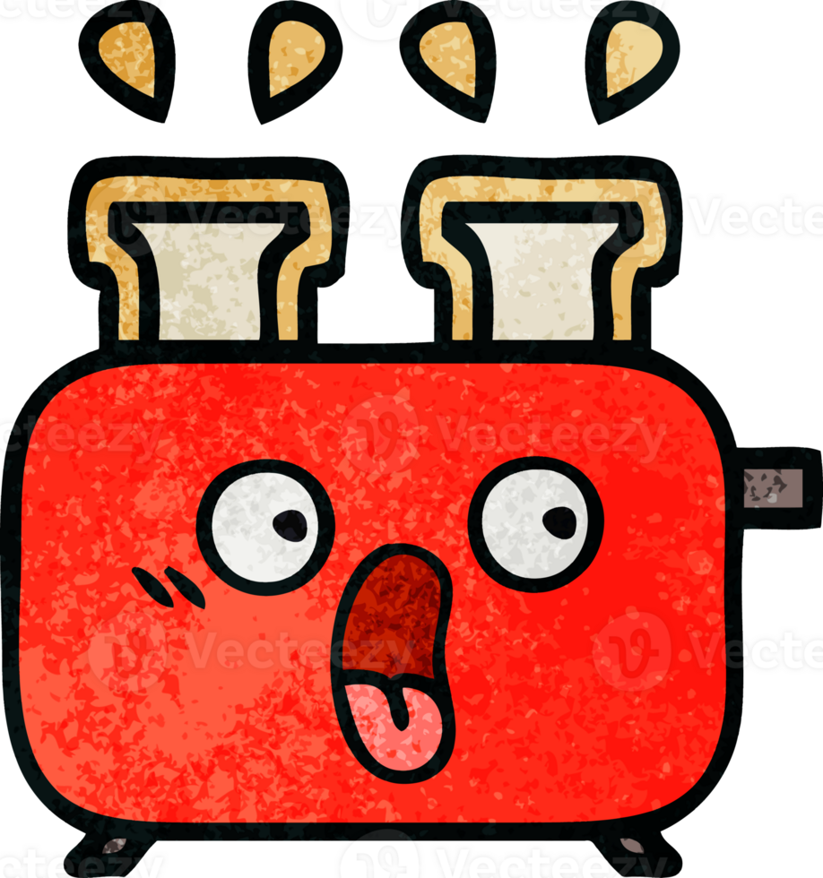 retro grunge texture cartoon of a of a toaster png