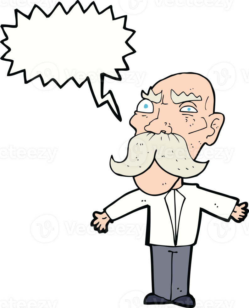 cartoon angry old man with speech bubble png