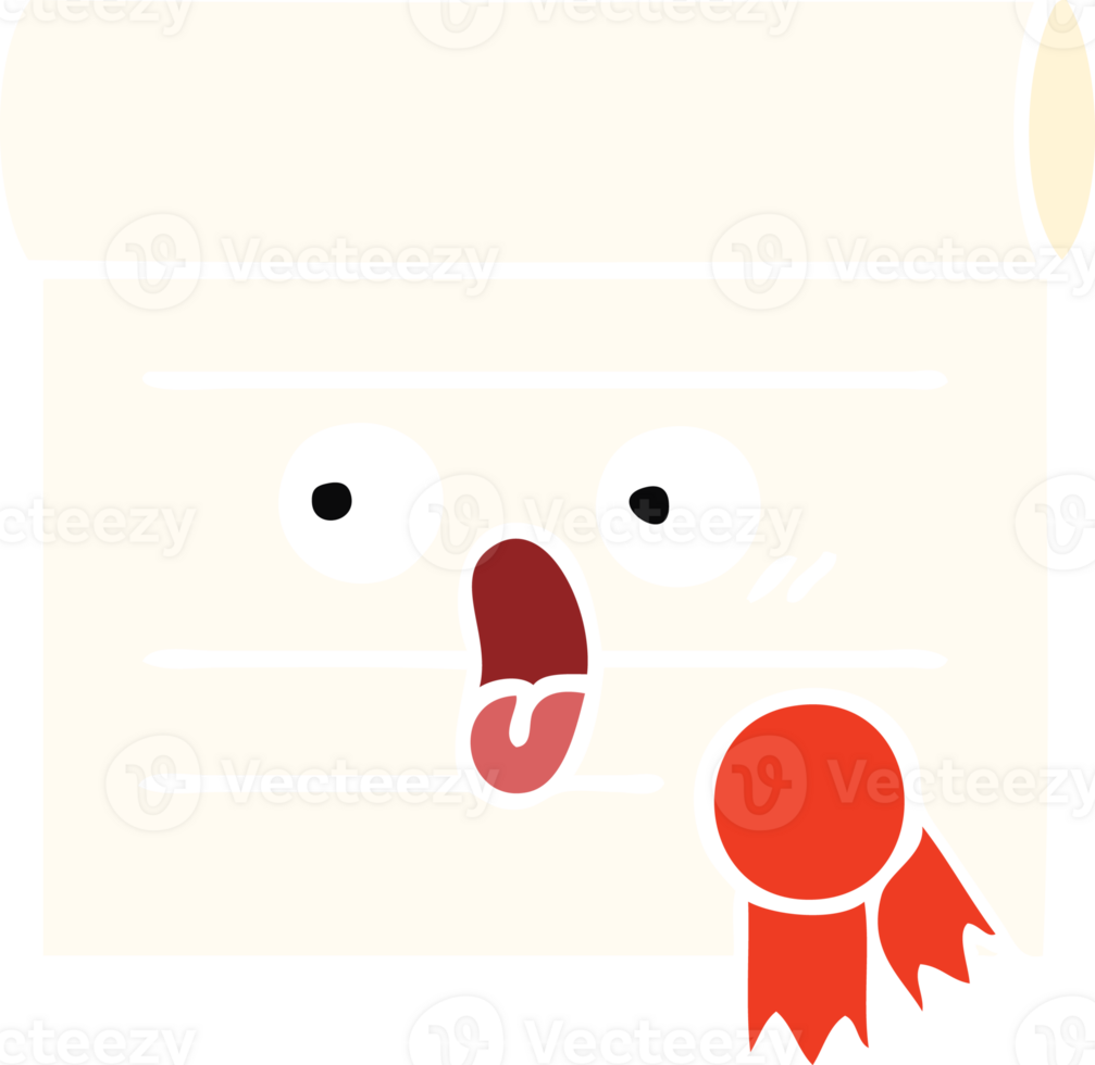 flat color retro cartoon of a certificate png