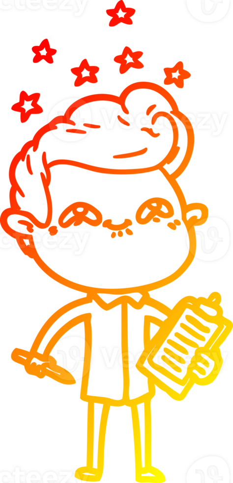 warm gradient line drawing of a cartoon excited man png