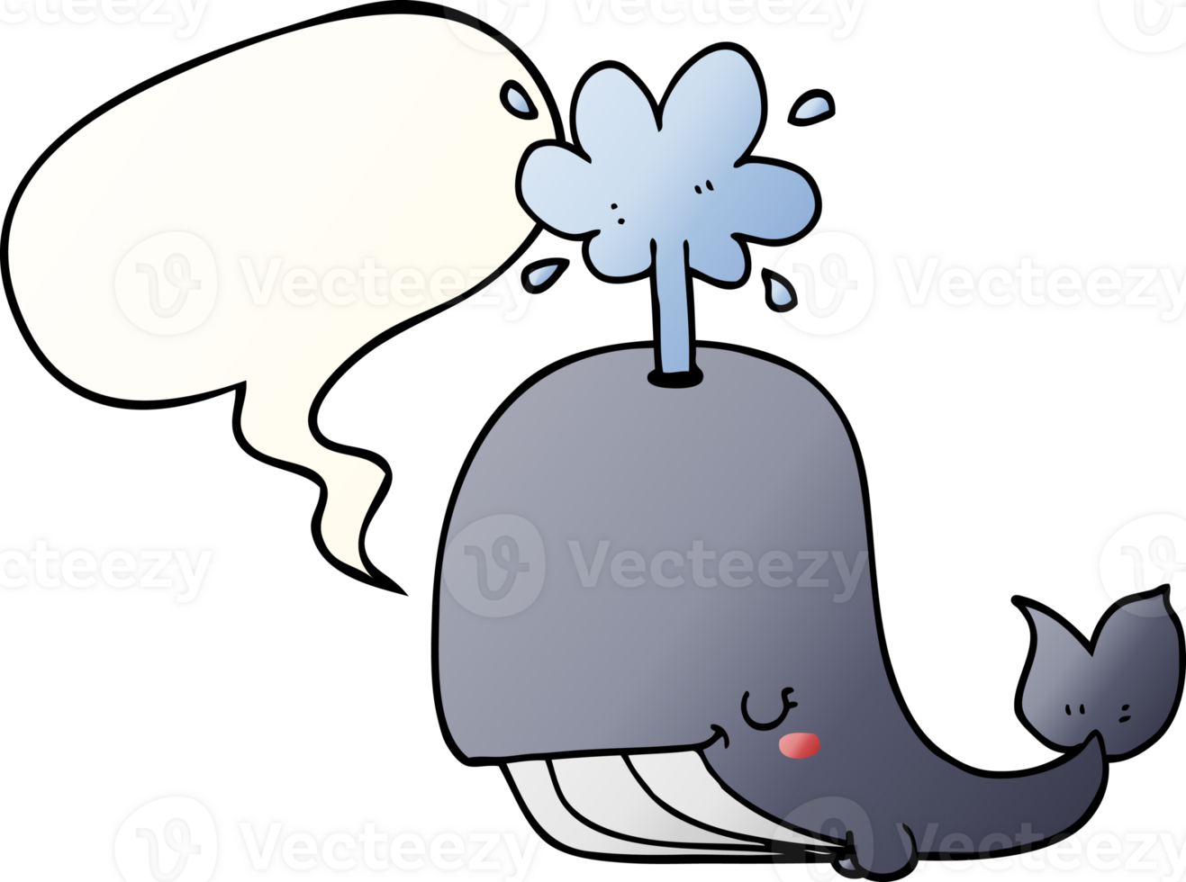 cartoon whale with speech bubble in smooth gradient style png